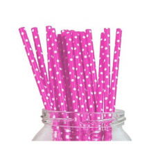 Paper Straws - Hot Pink and White Spots 25pack